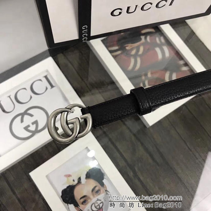 GUCCI古馳 雙G古銀扣頭金屬Gancio 雙面頭層荔枝紋小牛皮 獨特風格 男士皮帶  xfp1431